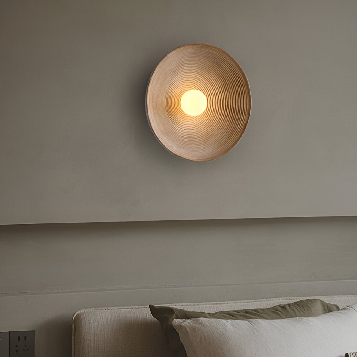Round LED Wall Sconce, Retro Ceramic Style Resin 1 Light Fixture | Temsk