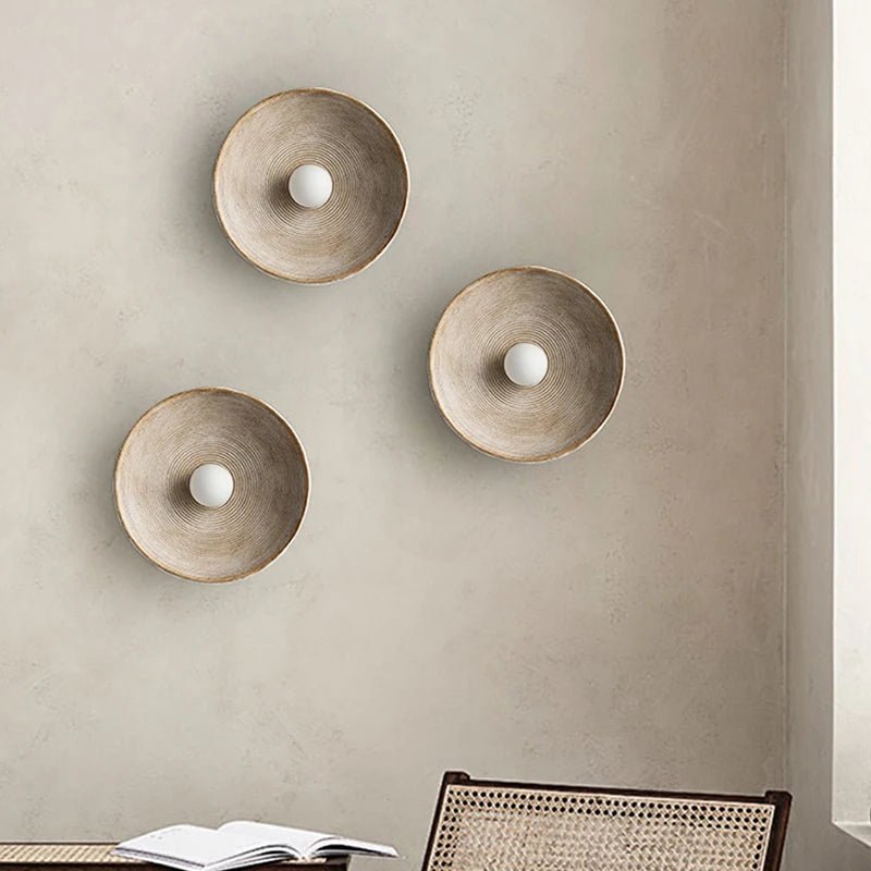 Round LED Wall Sconce, Retro Ceramic Style Resin 1 Light Fixture | Temsk