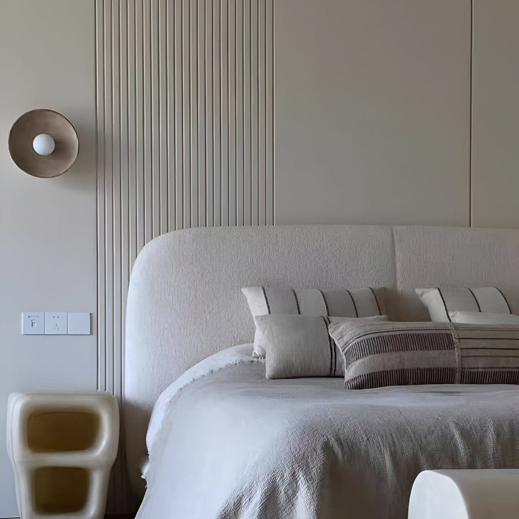 Round LED Wall Sconce, Retro Ceramic Style Resin 1 Light Fixture | Temsk