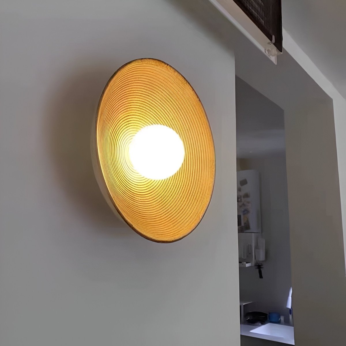 Round LED Wall Sconce, Retro Ceramic Style Resin 1 Light Fixture | Temsk