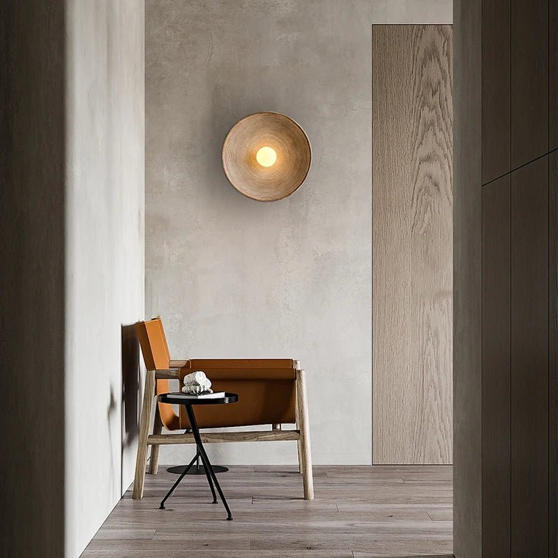 Round LED Wall Sconce, Retro Ceramic Style Resin 1 Light Fixture | Temsk