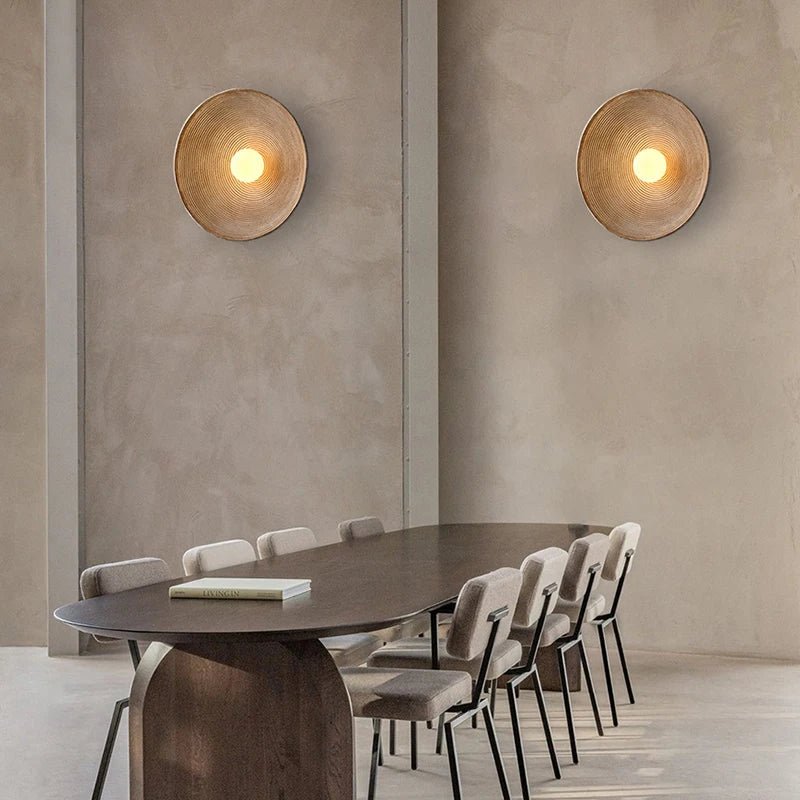 Round LED Wall Sconce, Retro Ceramic Style Resin 1 Light Fixture | Temsk