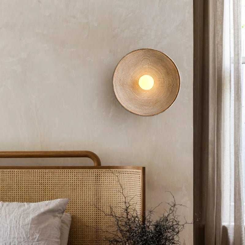 Round LED Wall Sconce, Retro Ceramic Style Resin 1 Light Fixture | Temsk