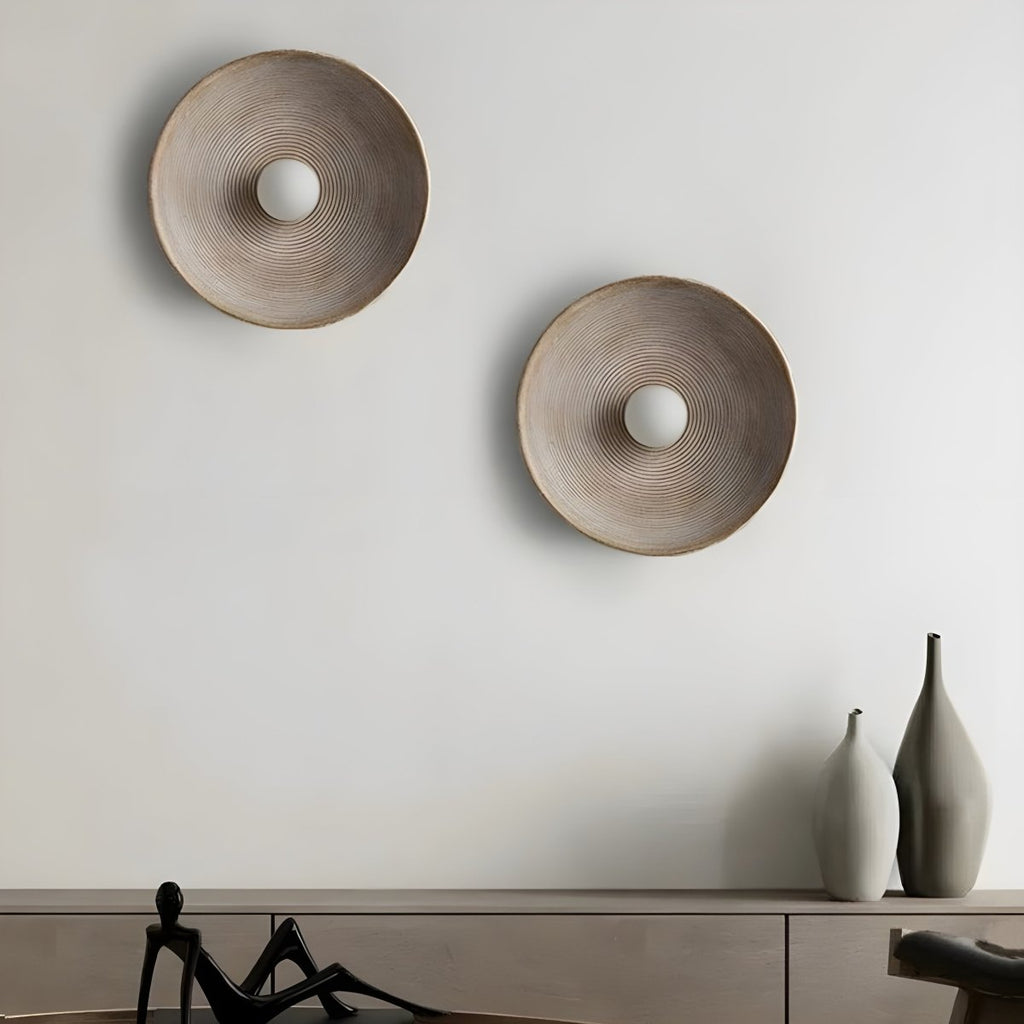 Round LED Wall Sconce, Retro Ceramic Style Resin 1 Light Fixture | Temsk