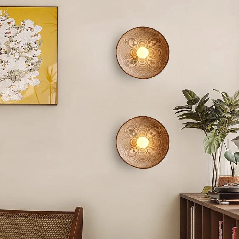 Round LED Wall Sconce, Retro Ceramic Style Resin 1 Light Fixture | Temsk