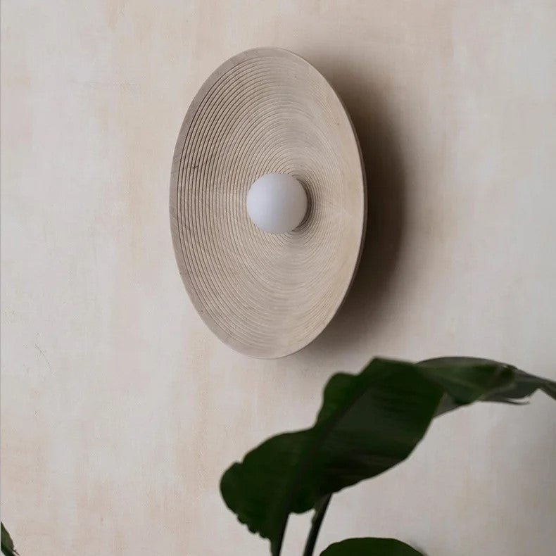 Round LED Wall Sconce, Retro Ceramic Style Resin 1 Light Fixture | Temsk