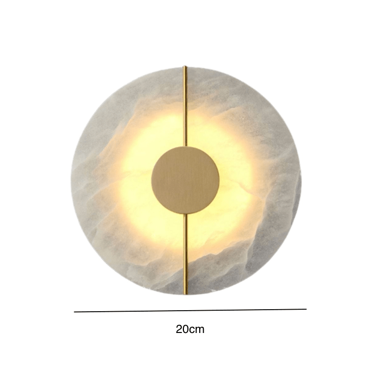 Round LED Wall Sconce With Marble Accent, Modern Nordic Style | Temsk