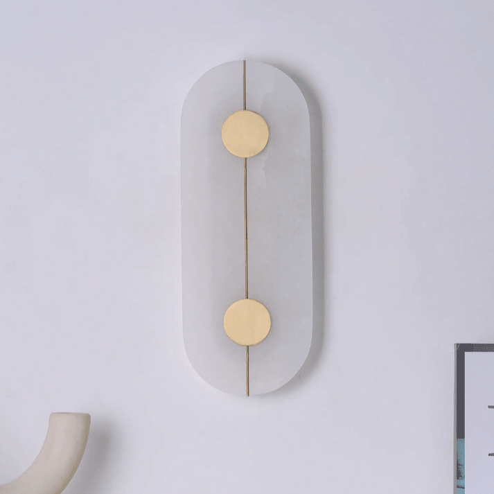 Round LED Wall Sconce With Marble Accent, Modern Nordic Style | Temsk