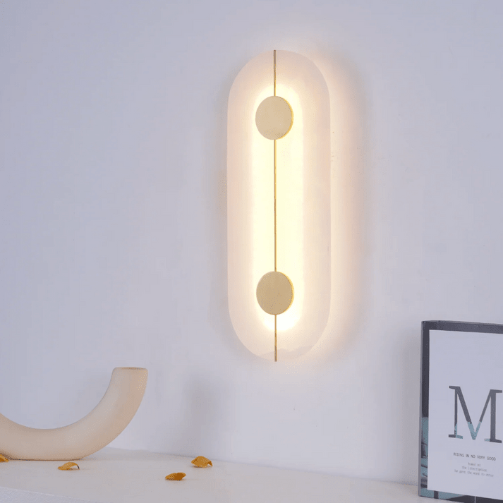 Round LED Wall Sconce With Marble Accent, Modern Nordic Style | Temsk