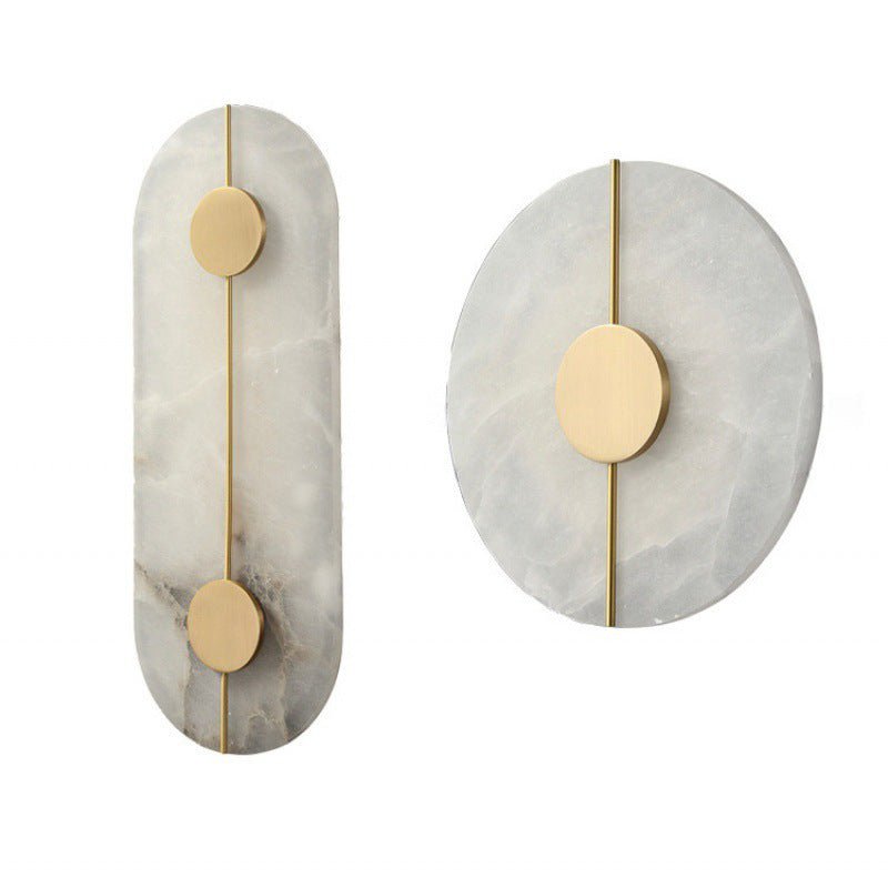 Round LED Wall Sconce With Marble Accent, Modern Nordic Style | Temsk