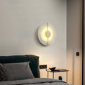 Round LED Wall Sconce With Marble Accent, Modern Nordic Style | Temsk