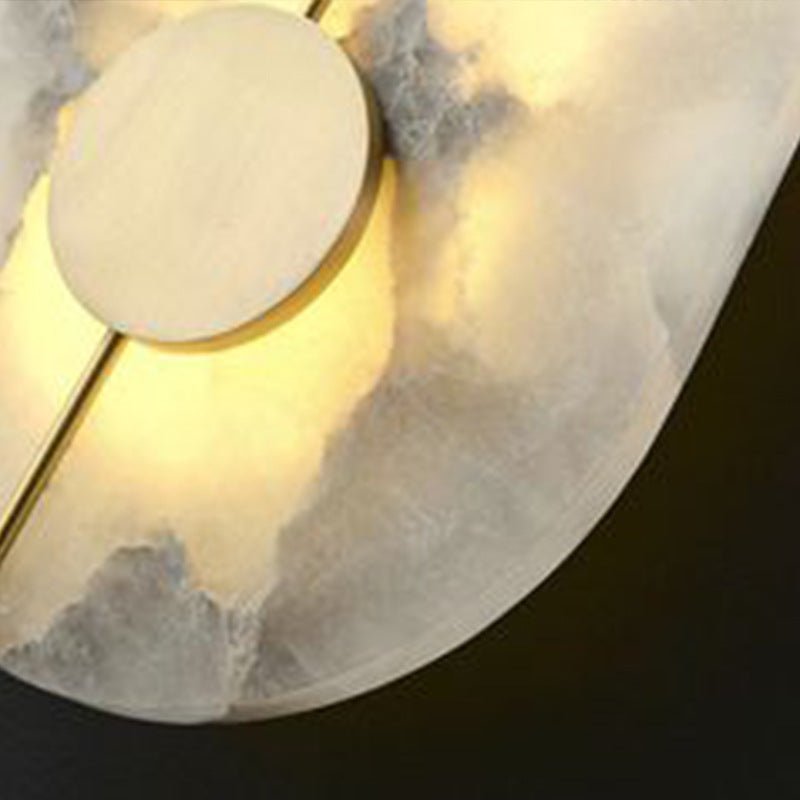 Round LED Wall Sconce With Marble Accent, Modern Nordic Style | Temsk