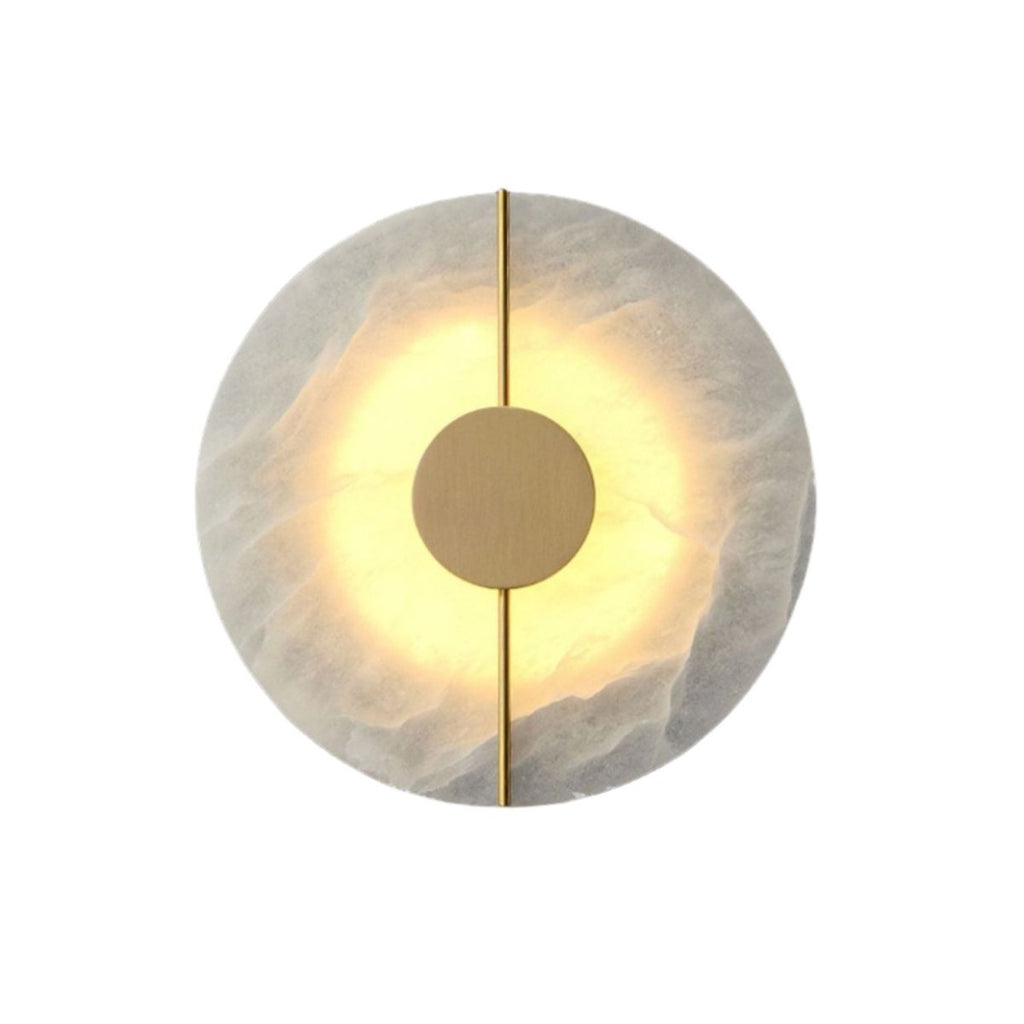 Round LED Wall Sconce With Marble Accent, Modern Nordic Style | Temsk