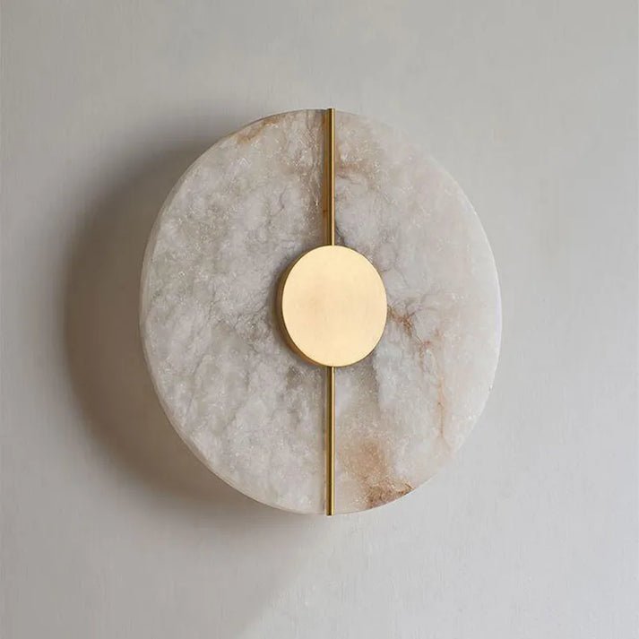 Round LED Wall Sconce With Marble Accent, Modern Nordic Style | Temsk