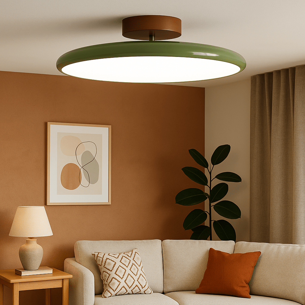 LED Ceiling Light Fixture With Round Metal Frame, 12-Inch Diameter | Temsk