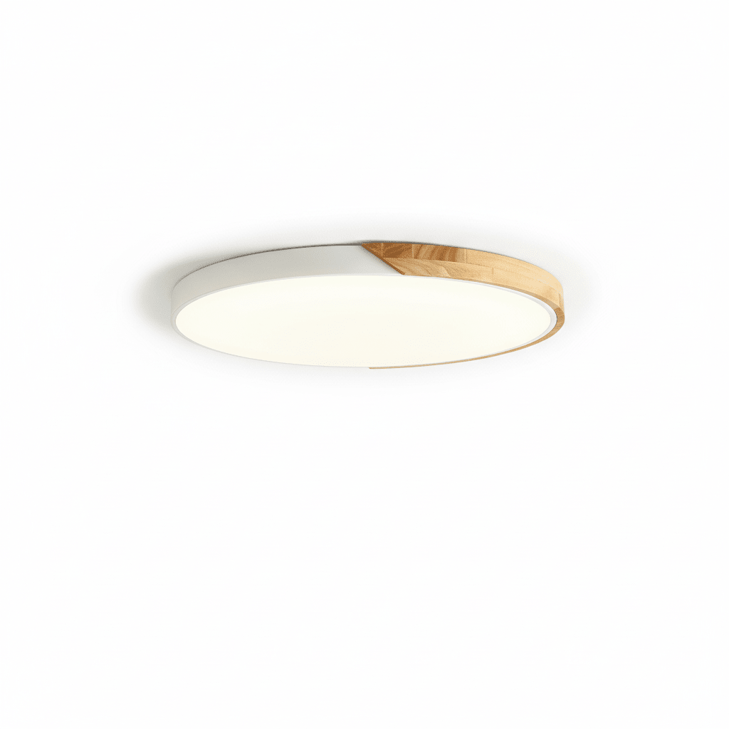 Round Wood Flush Mount LED Ceiling Light Fixture For Homes | Temsk