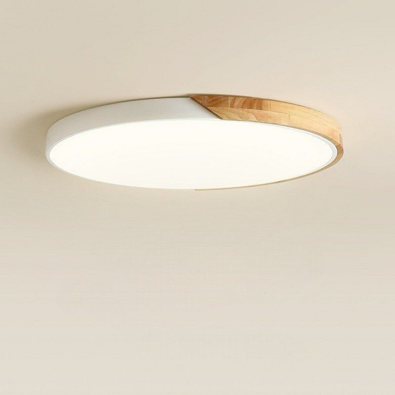 Round Wood Flush Mount LED Ceiling Light Fixture For Homes | Temsk