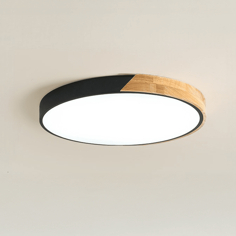 Round Wood Flush Mount LED Ceiling Light Fixture For Homes | Temsk