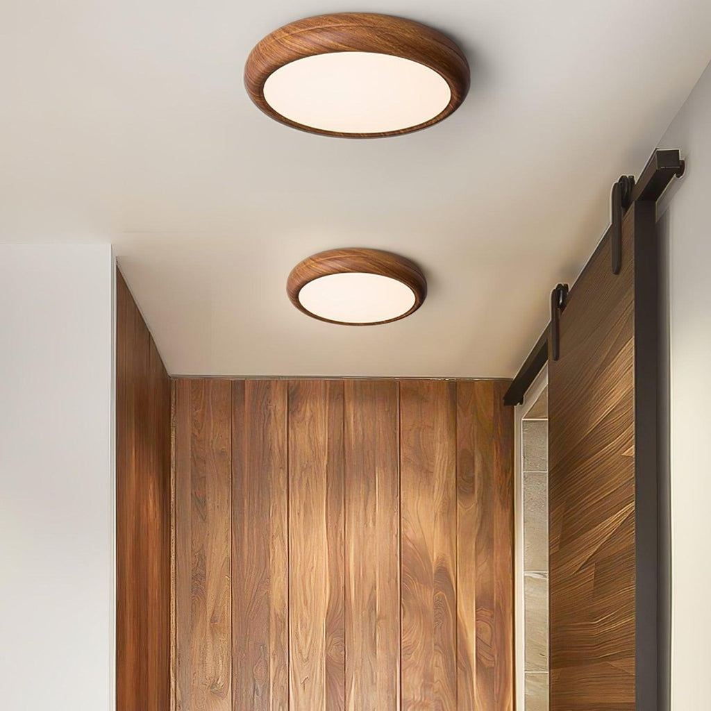 Round Wood Frame Ceiling Light Fixture, Modern Style, 12-Inch Diameter | Temsk