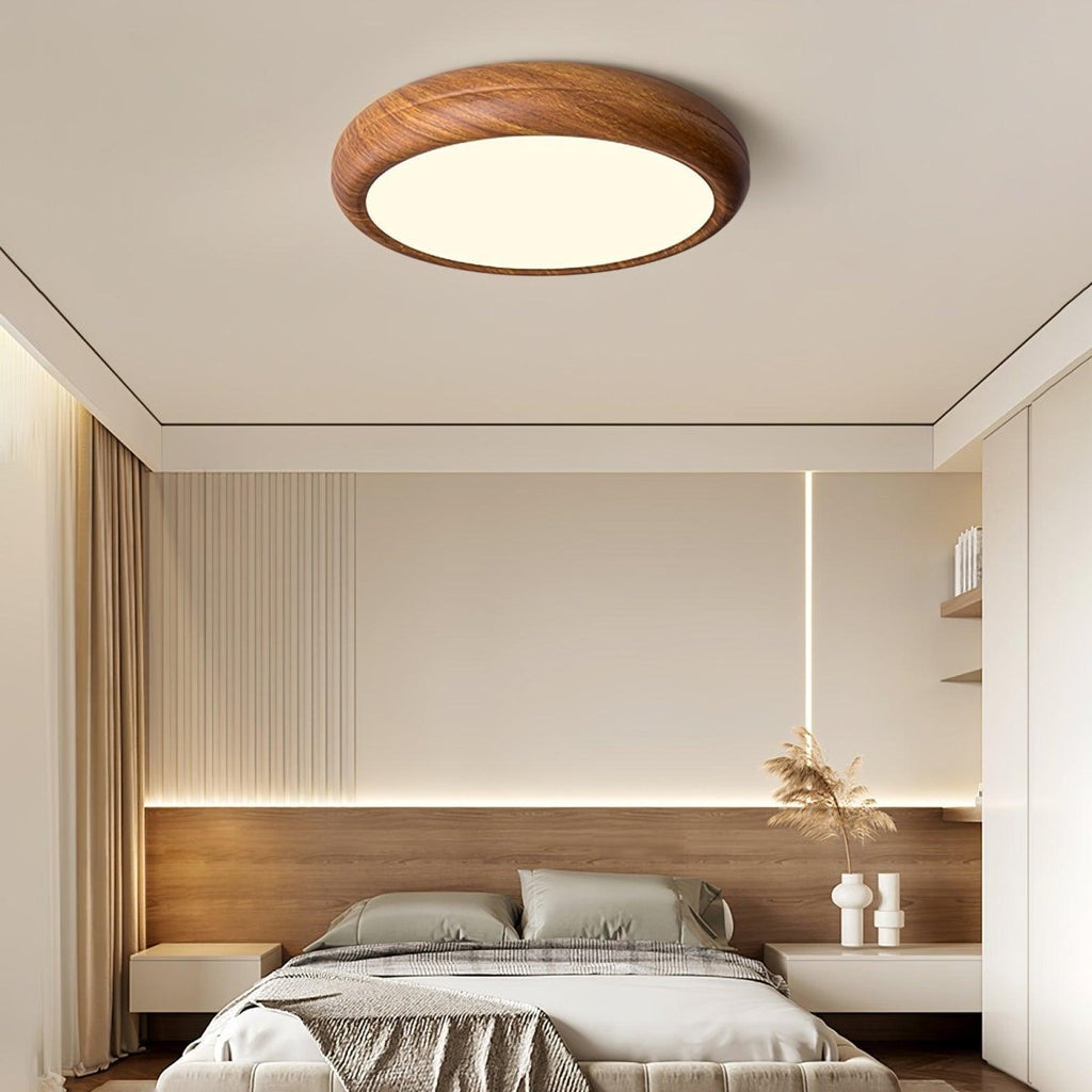 Round Wood Frame Ceiling Light Fixture, Modern Style, 12-Inch Diameter | Temsk
