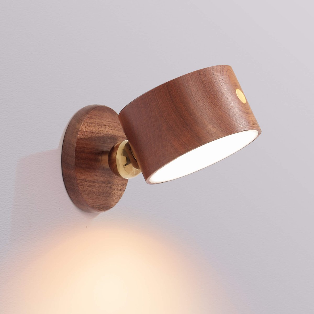 Round Wooden LED Wall Sconce With Minimalist Design And Single Light | Temsk