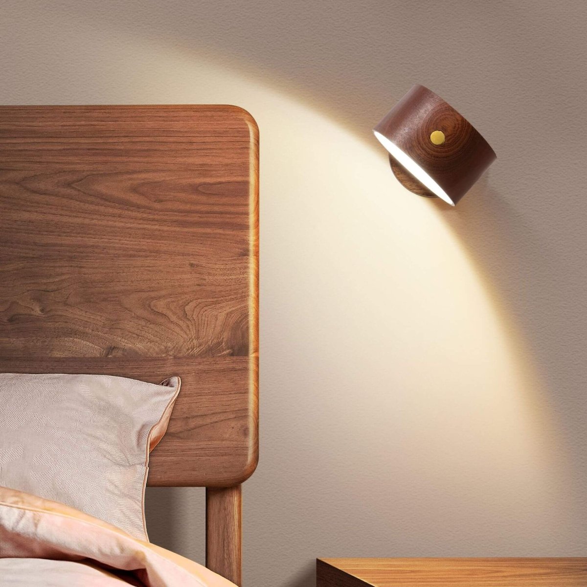 Round Wooden LED Wall Sconce With Minimalist Design And Single Light | Temsk