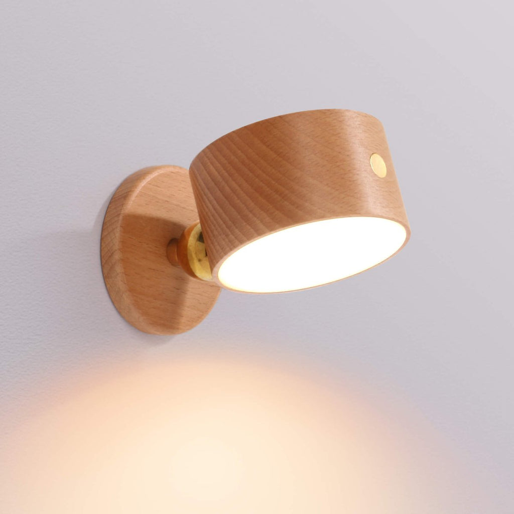 Round Wooden LED Wall Sconce With Minimalist Design And Single Light | Temsk