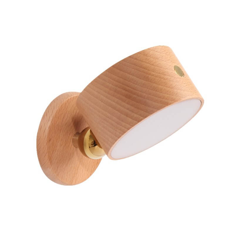 Round Wooden LED Wall Sconce With Minimalist Design And Single Light | Temsk