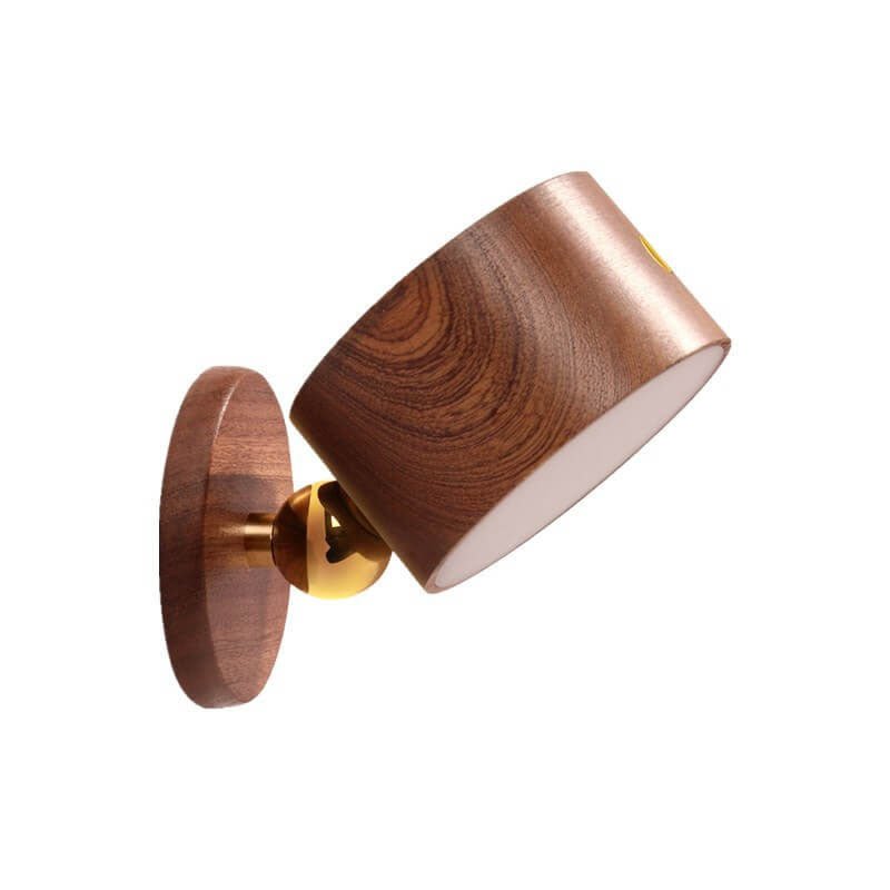 Round Wooden LED Wall Sconce With Minimalist Design And Single Light | Temsk