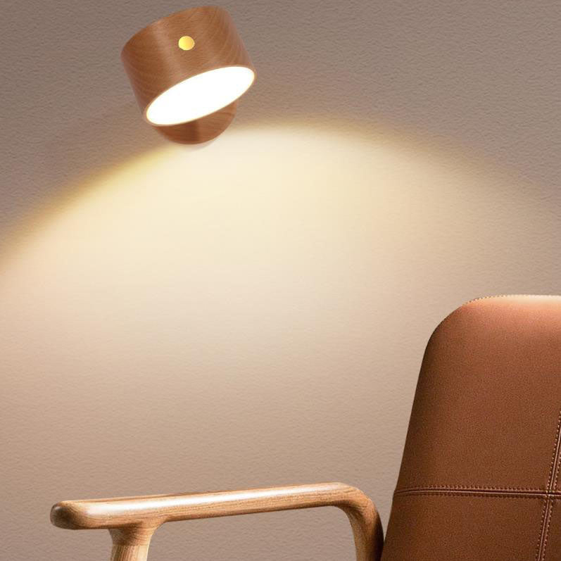 Round Wooden LED Wall Sconce With Minimalist Design And Single Light | Temsk