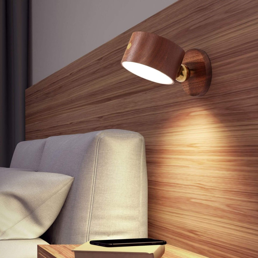 Round Wooden LED Wall Sconce With Minimalist Design And Single Light | Temsk