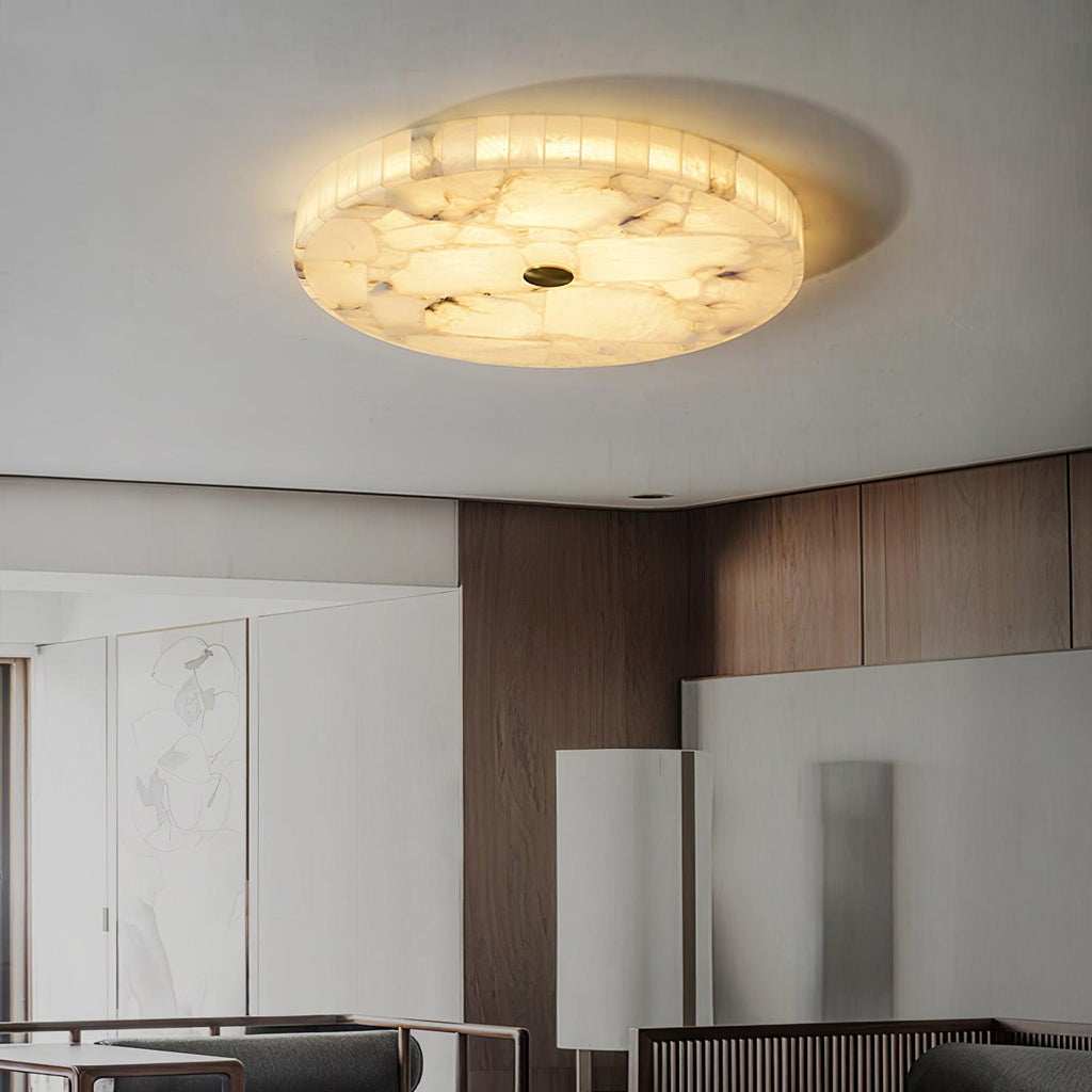 Alabaster LED Ceiling Light In White And Gold For Living Room And Hall | Temsk