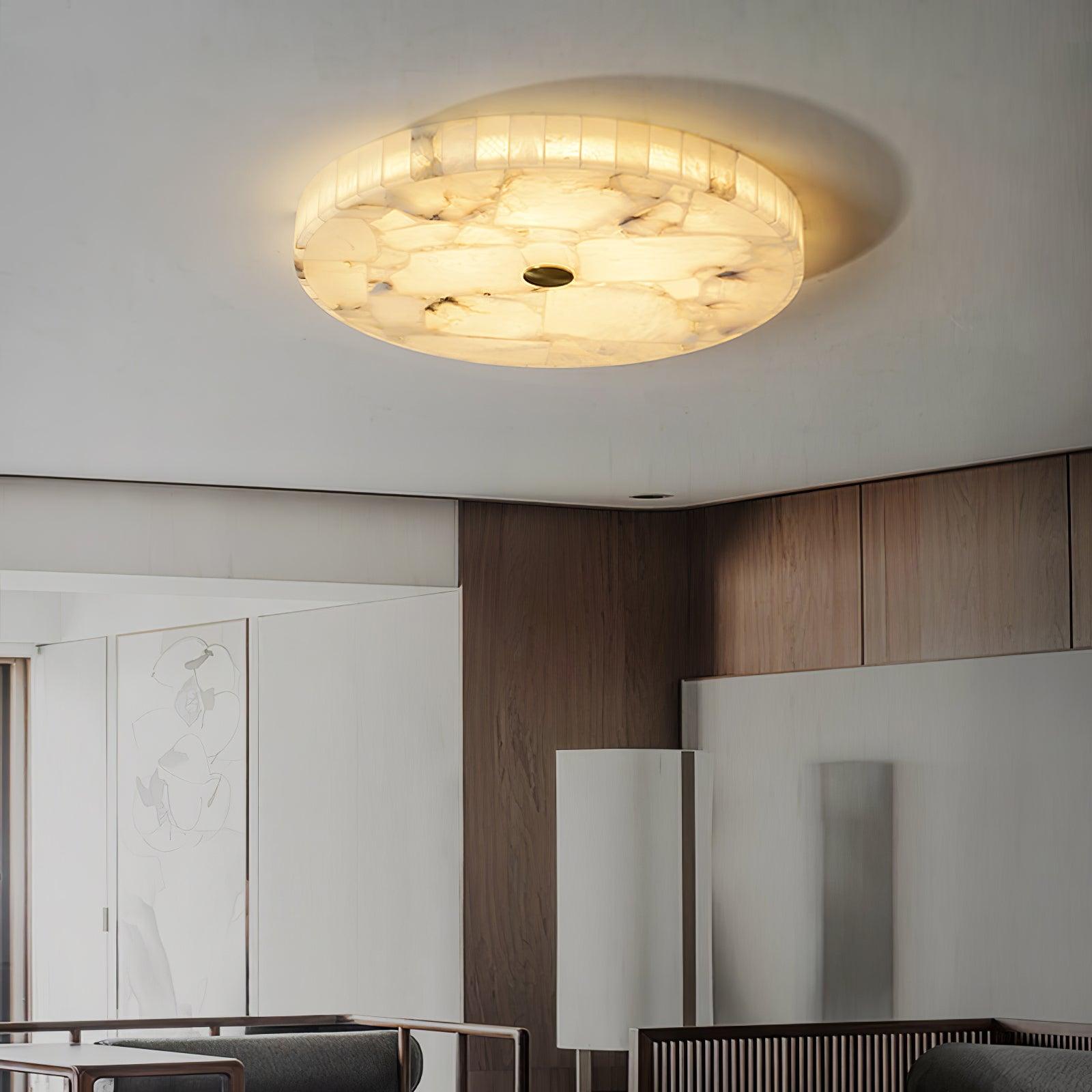 Alabaster LED Ceiling Light In White And Gold For Living Room And Hall | Temsk