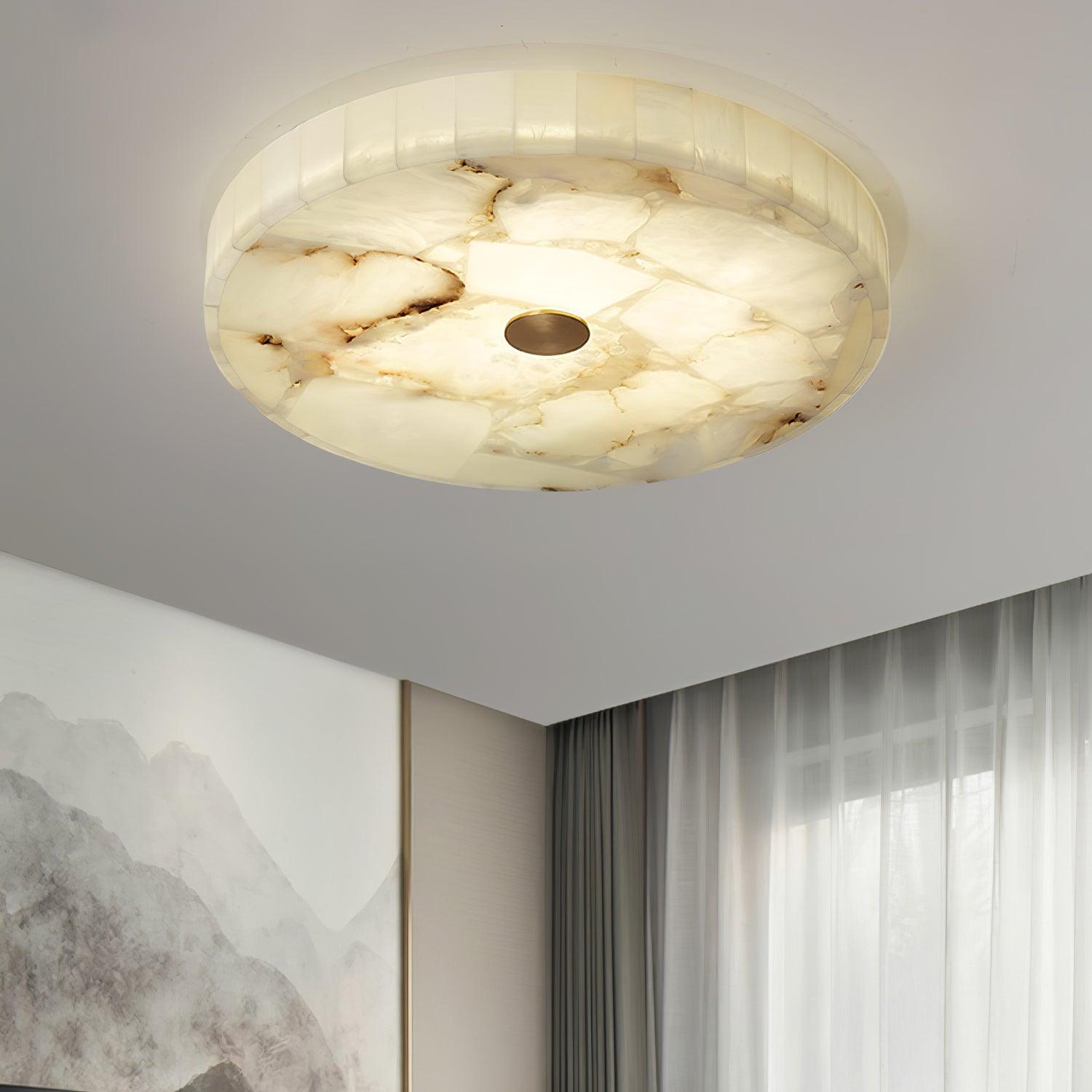 Alabaster LED Ceiling Light In White And Gold For Living Room And Hall | Temsk