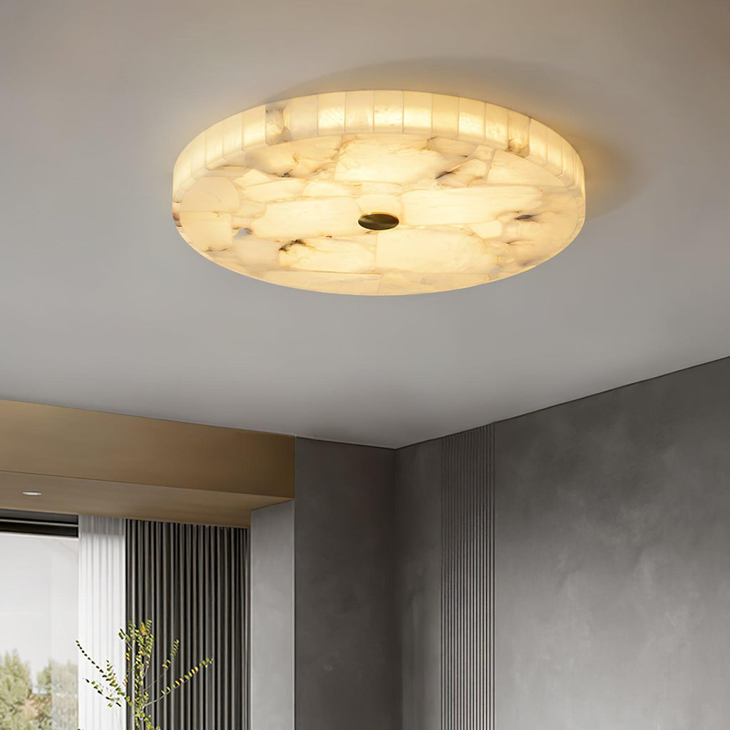 Alabaster LED Ceiling Light In White And Gold For Living Room And Hall | Temsk