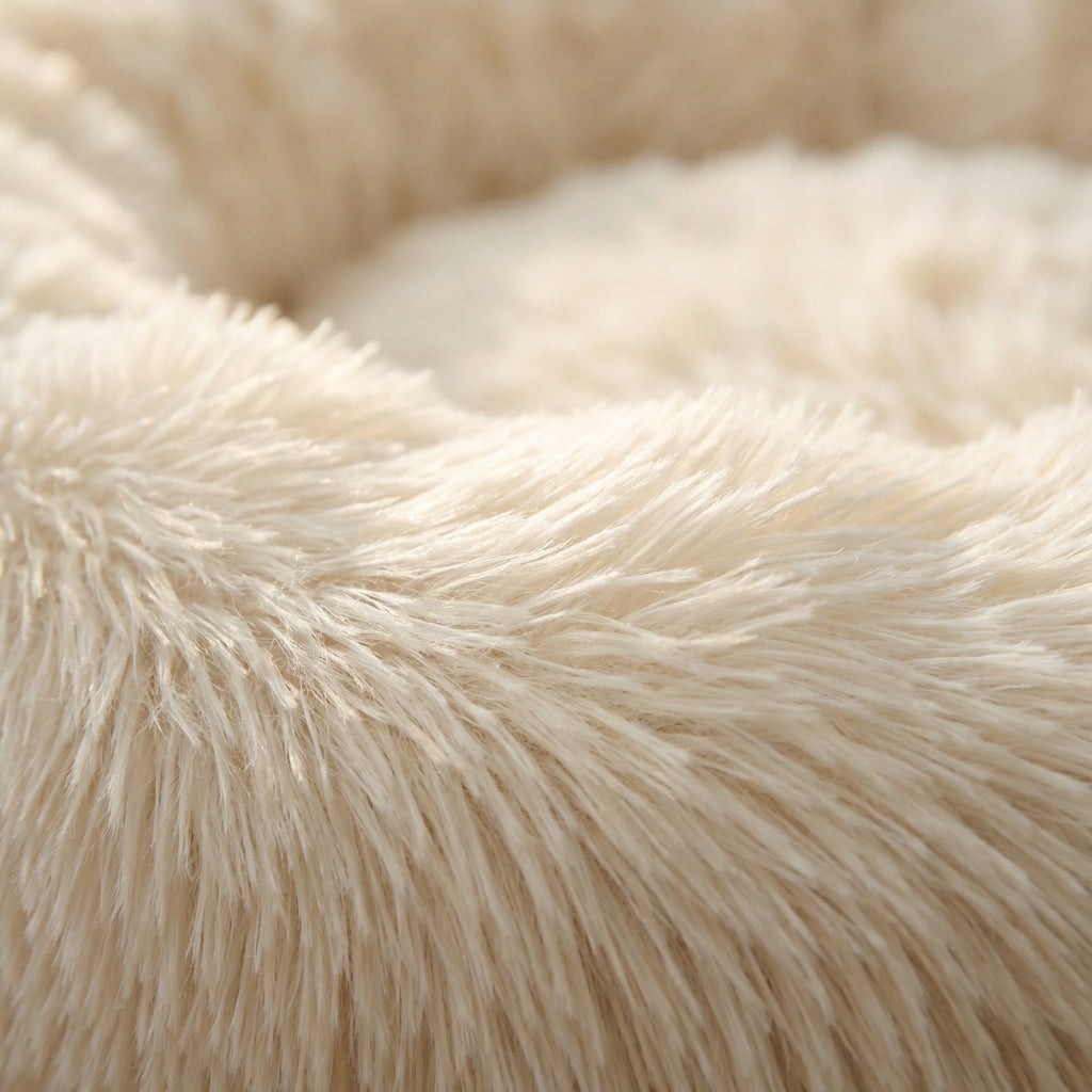 Round Faux Fur Dog Bed With Raised Edges And Removable Cover XS-4XL | Temsk