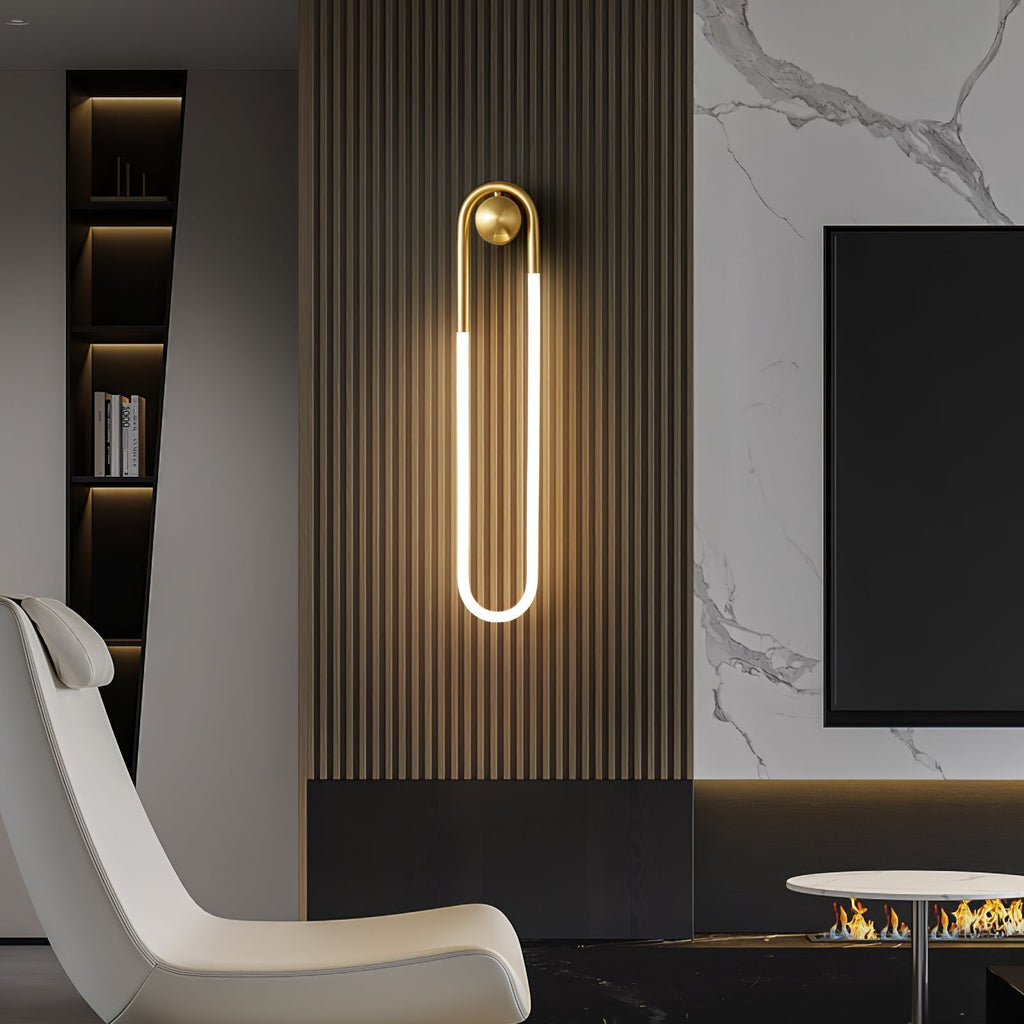 Moderne LED-Wandlampe mit Messing und schwarzem minimalistischen Design | Temsk