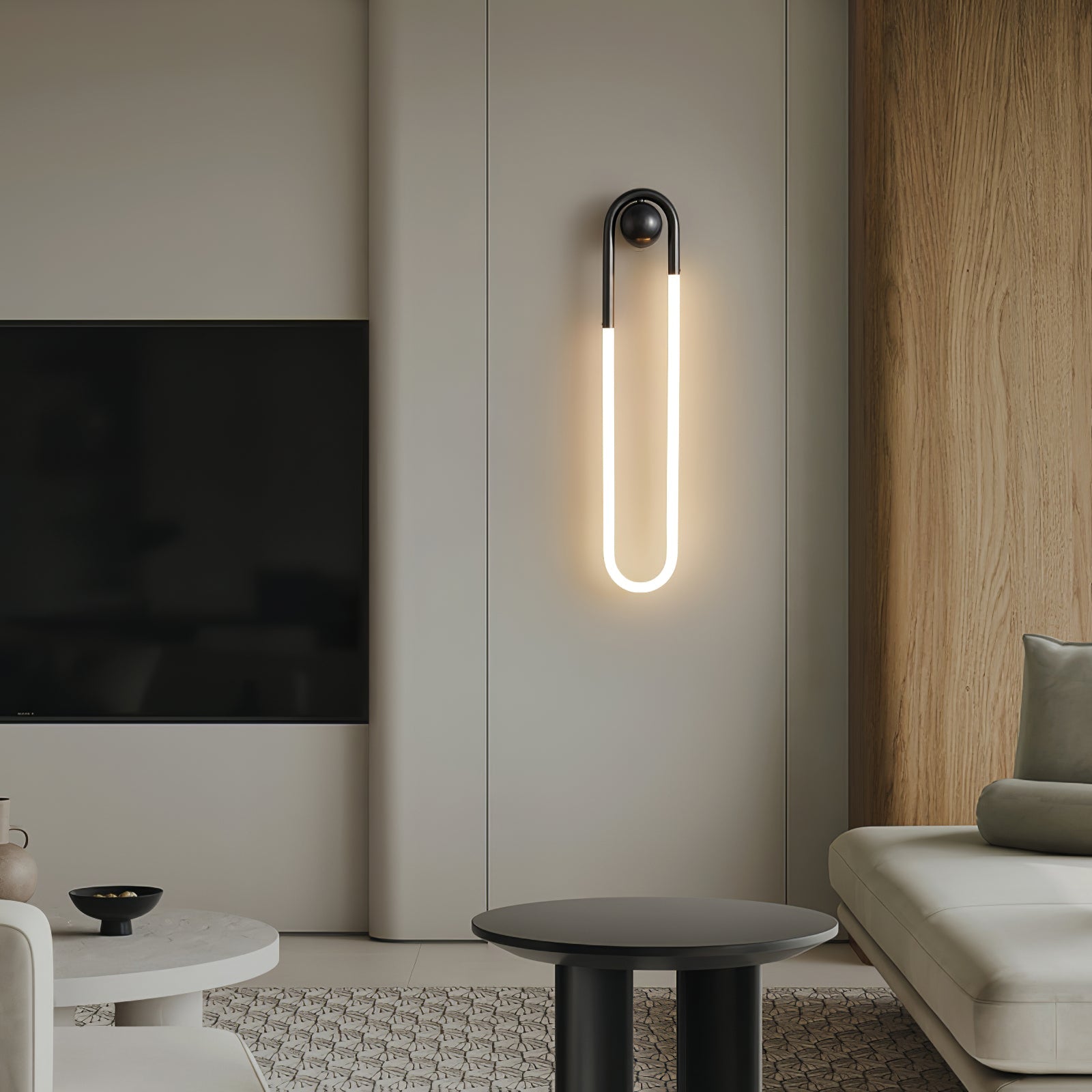 Moderne LED-Wandlampe mit Messing und schwarzem minimalistischen Design | Temsk