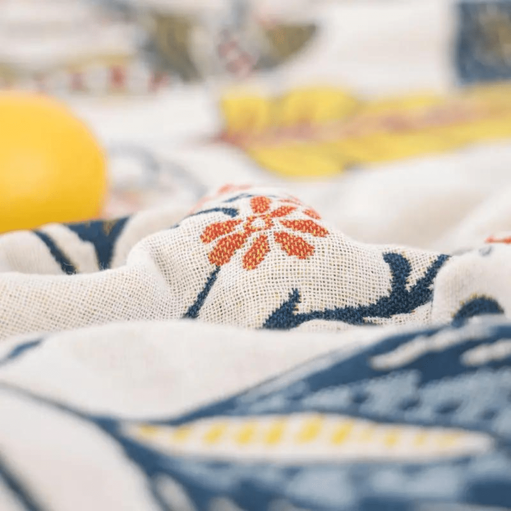 Verdant Cotton Blanket - Rustic Floral Pattern With Reversible Design | Temsk