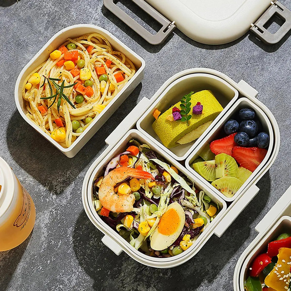 Tragbare FreshMate Bento-Box mit drei Fächern, auslaufsicher | Temsk