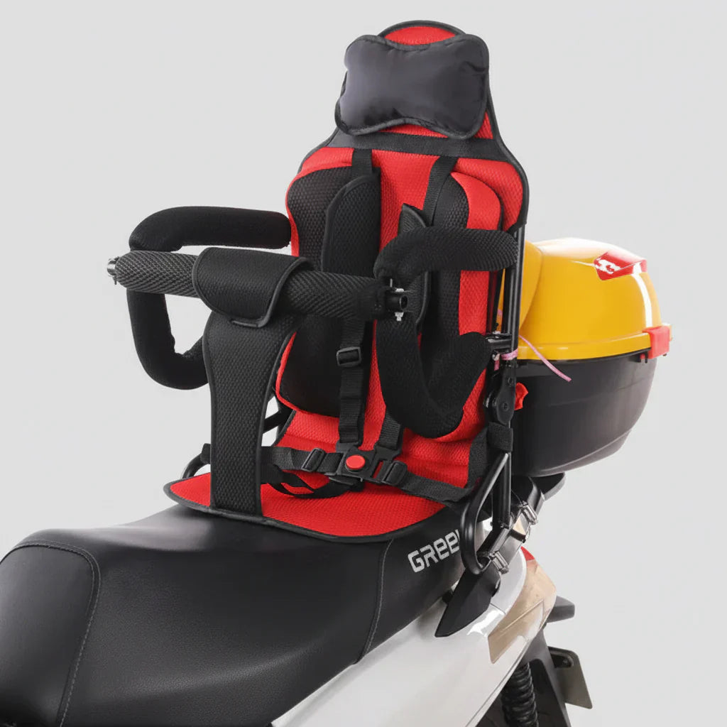 Child Motorcycle Seat With Foldable Guardrail And Rear Support | Temsk