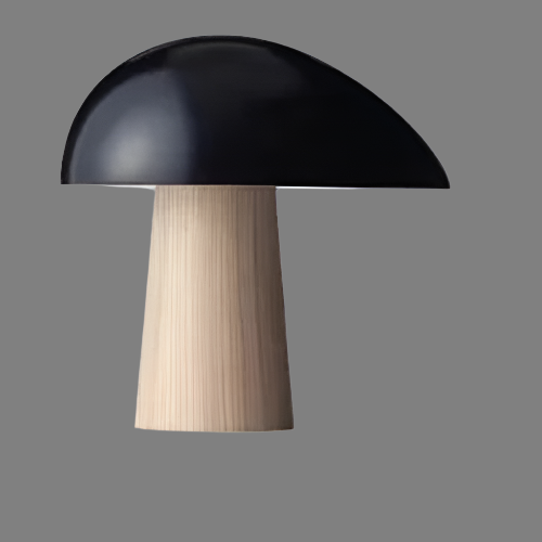 Nova Mushroom Table Lamp With Warm Wood Grain Finish | Temsk