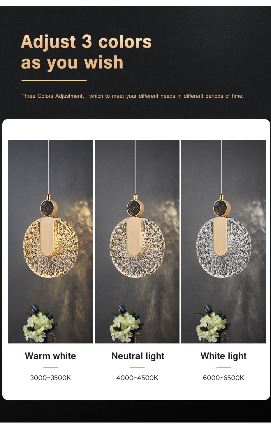 Solara Kristallrunde goldene LED-Pendelleuchte Deckenleuchte | Snurv | Temsk