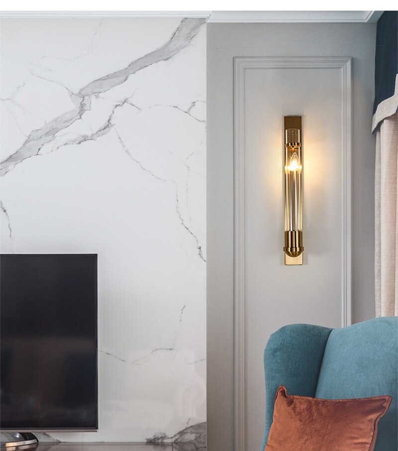 Luminor moderne LED-Wandlampe im amerikanischen Stil in goldenem Licht | Snurv | Temsk