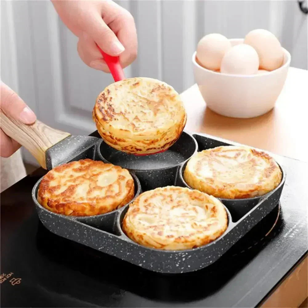 AuroraChef Four-Well Nonstick Pan for Omelets, Burgers, Steak, and Breakfast | Temsk