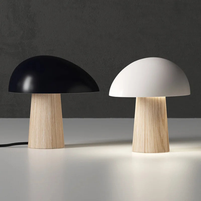 Nova Mushroom Table Lamp With Warm Wood Grain Finish | Temsk