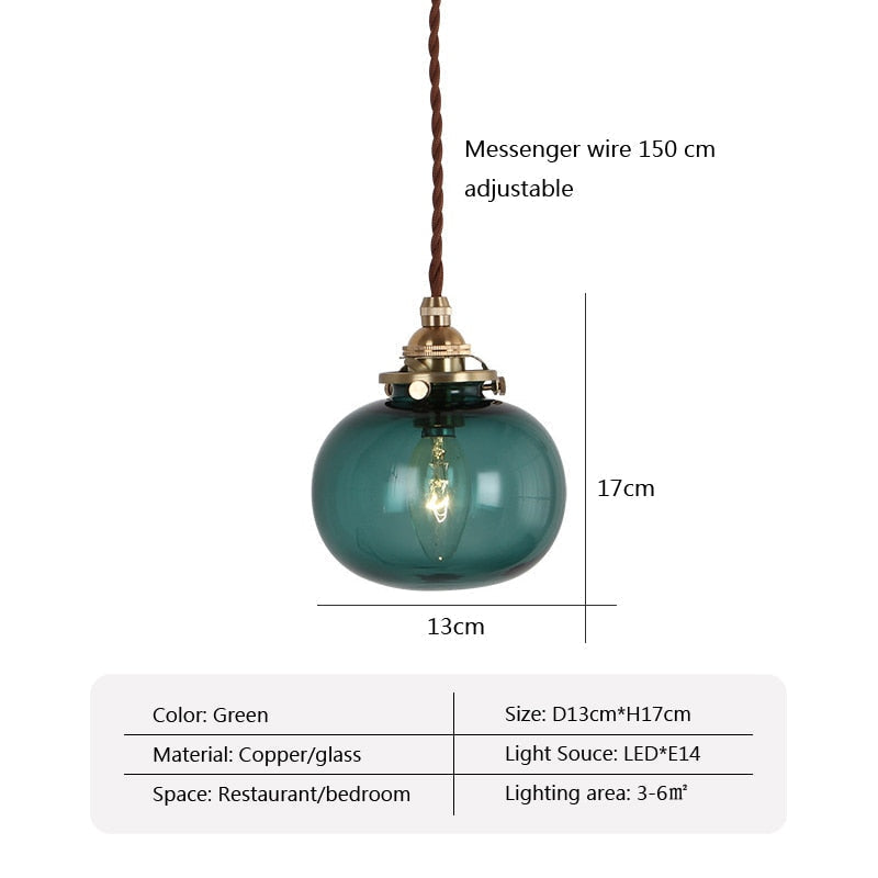 Caelum Glas-Pendelleuchte im Retro-Stil für kleine Räume | Snurv | Temsk