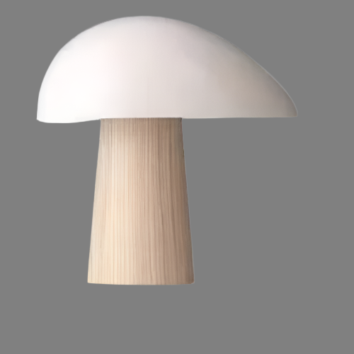 Nova Mushroom Table Lamp With Warm Wood Grain Finish | Temsk