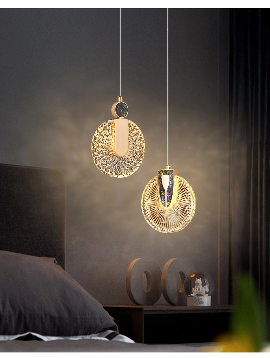Solara Kristallrunde goldene LED-Pendelleuchte Deckenleuchte | Snurv | Temsk