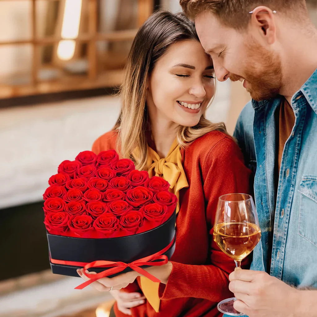 Mothers Day Heart Rose Box Gift With Artificial Flower For Her Decor | Temsk